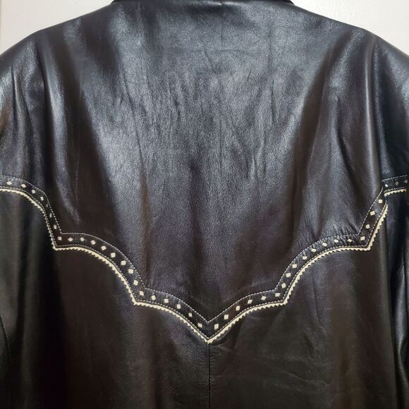 Scully Men's Vintage Western Black Leather Blazer Jacket - Picture 7 of 12
